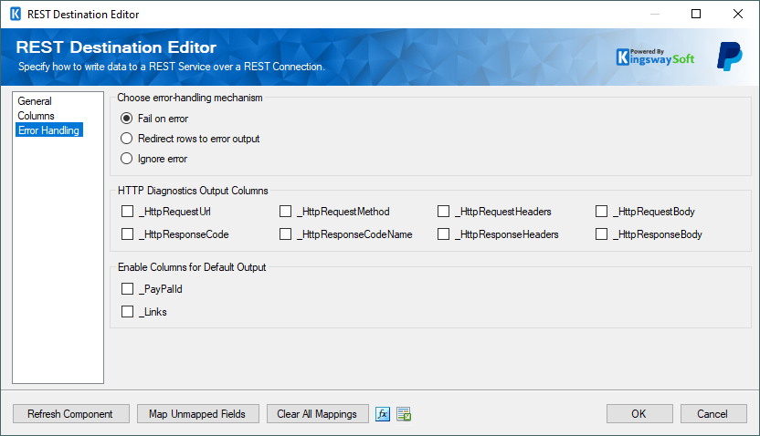 SSIS REST PayPal Destination - Error Handling